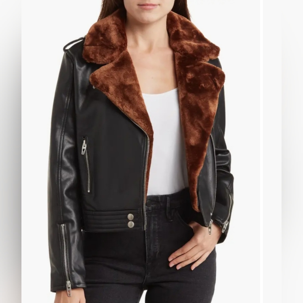 Blank NYC Black and Brown Bomber Jacket